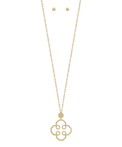 Geo Flower Pendant Necklace