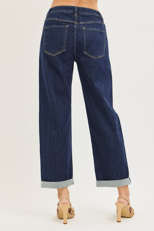 Risen Curvy Slouchy Cropped Boyfriend Cuffed Hem