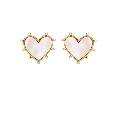 Dotted Pearl Heart Earrings