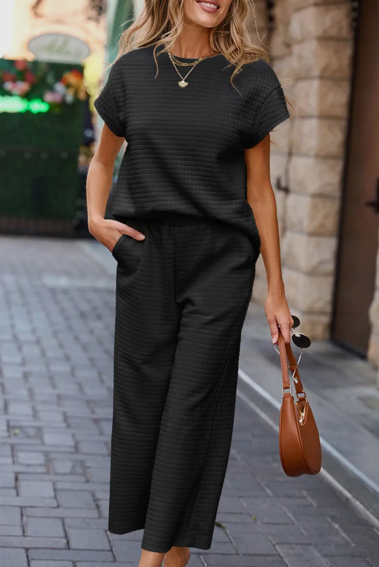 Textured Top and Pant Set