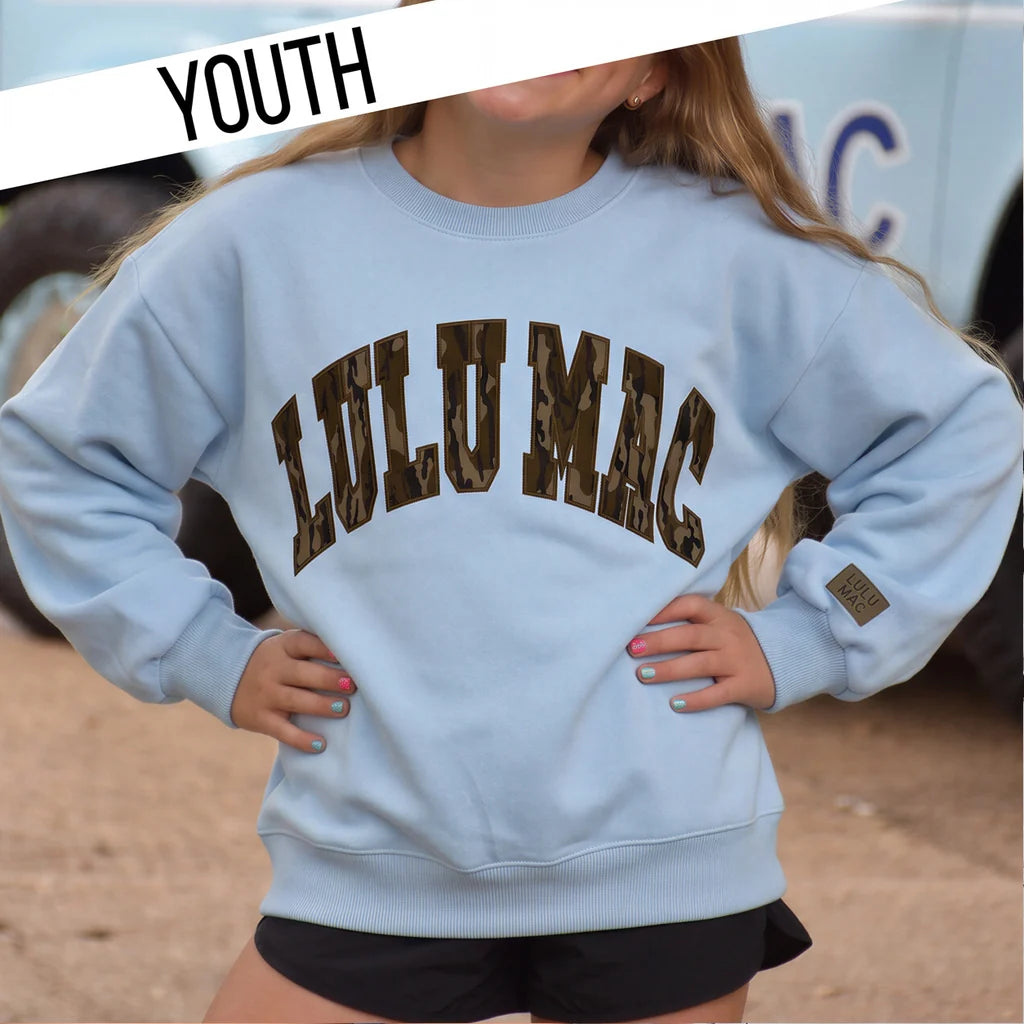 Youth Lulu Mac Mossy Oak Bottomland Sweatshirt - Light Blue