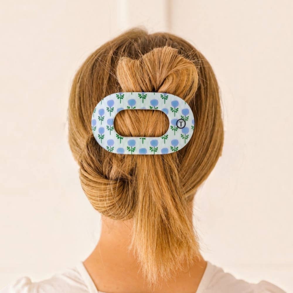 Teleties Flat Round Hair Clip Large - Blue Marigold