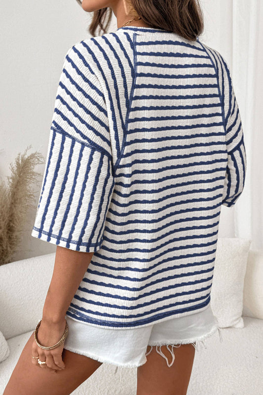 Striped Textured Knit Top