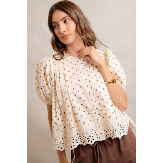 Polka Dot Lace Trim Top