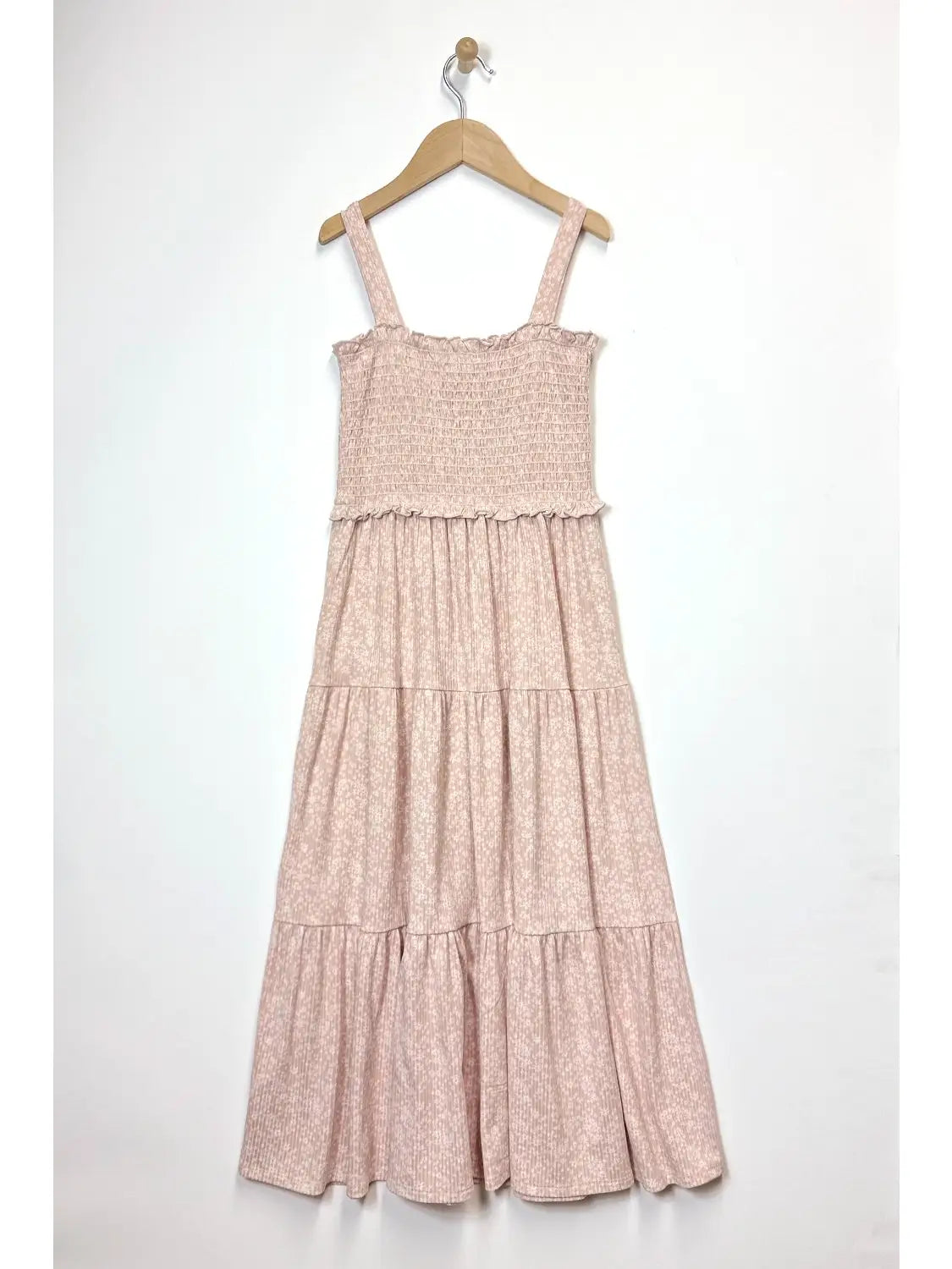 Girls Smocked Tiered Midi Dress