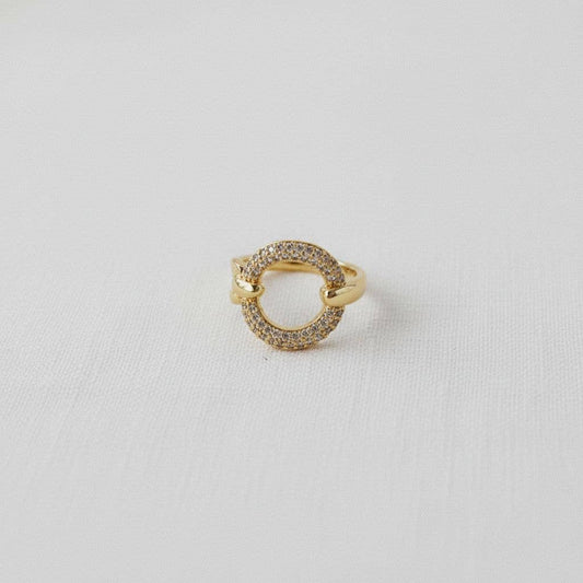 Geometric Adjustable Ring with Dazzling Stones