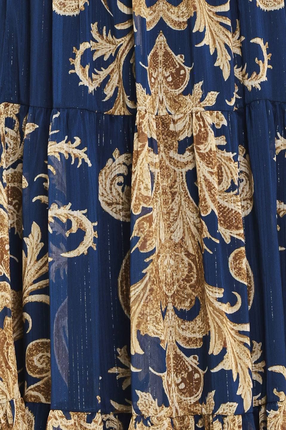 Printed Woven Maxi Skirt-Navy