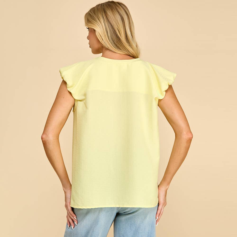 Textured Flutter Sleeve Top