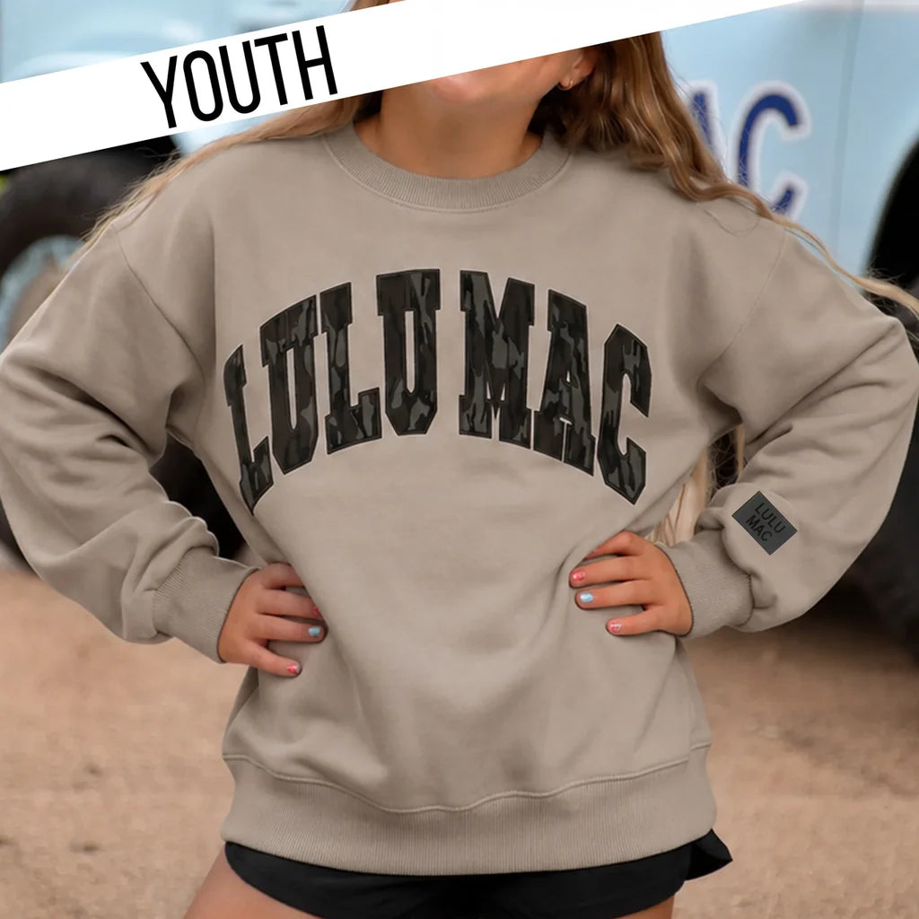 Youth Lulu Mac Mossy Oak Bottomland Sweatshirt - Greige