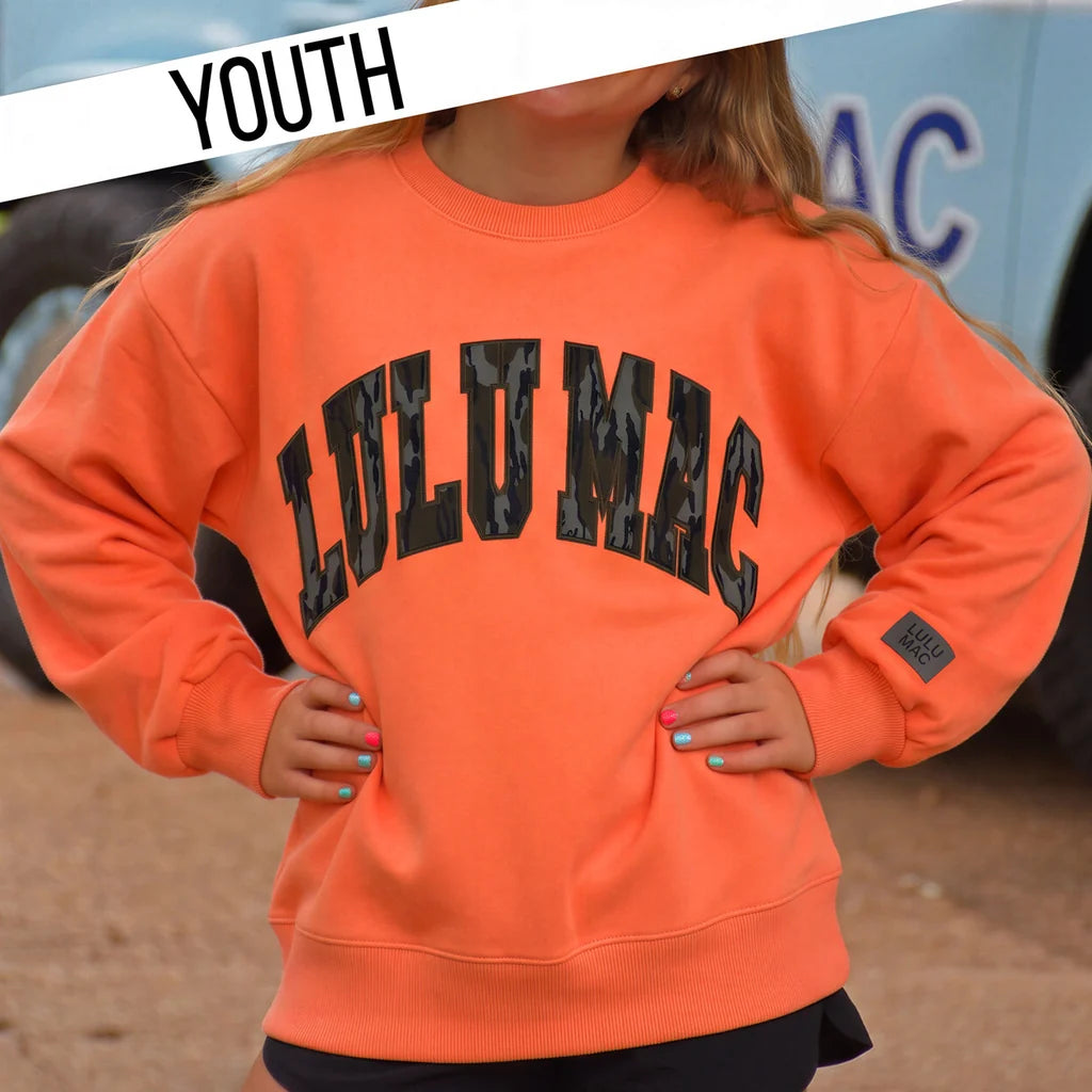 Youth Lulu Mac Mossy Oak Bottomland Sweatshirt - Orange