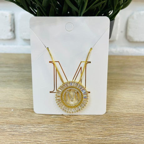 Gold Crystal Initial Necklace