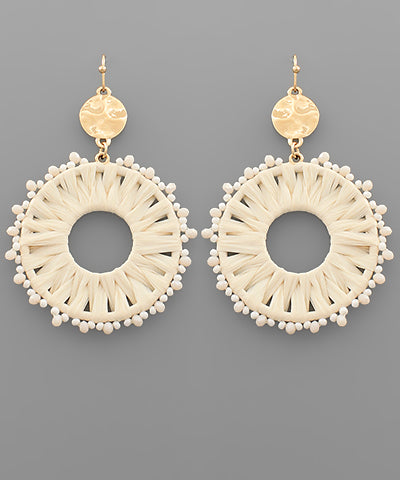 Raffia Circle Bead Earrings