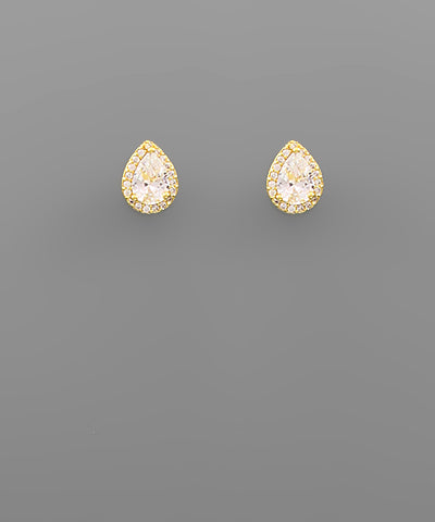CZ Teardrop Studs