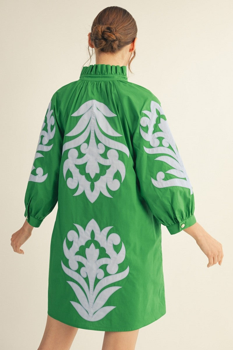 Baroque Floral Applique Shift Dress