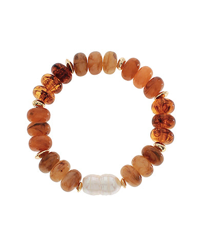 Pearl Accent Marble CCB Bead Bracelet