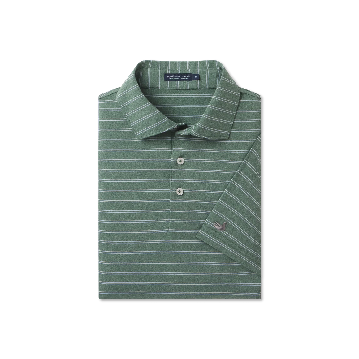 Newcastle Stripe Featherlight Polo-Dark Green