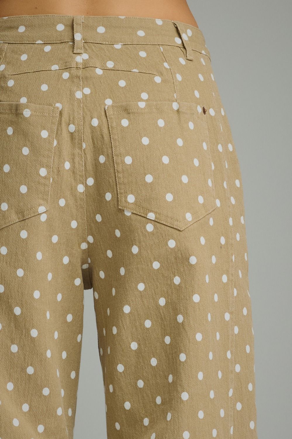 Polka Dot Barrel Pants-Latte