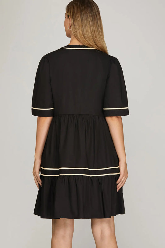 Short Sleeve Tiered Mini Dress