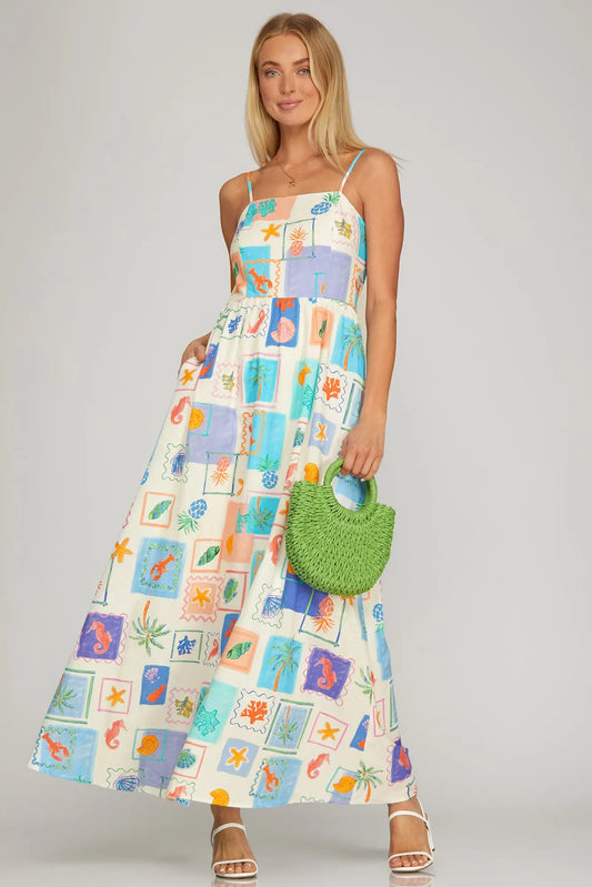 Tropical Printed Maxi Dress