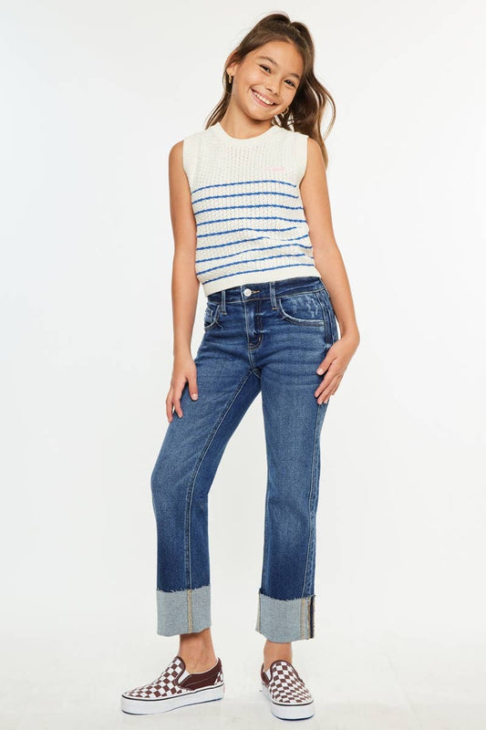 Kan Can Girls Mid Rise Straight Jeans