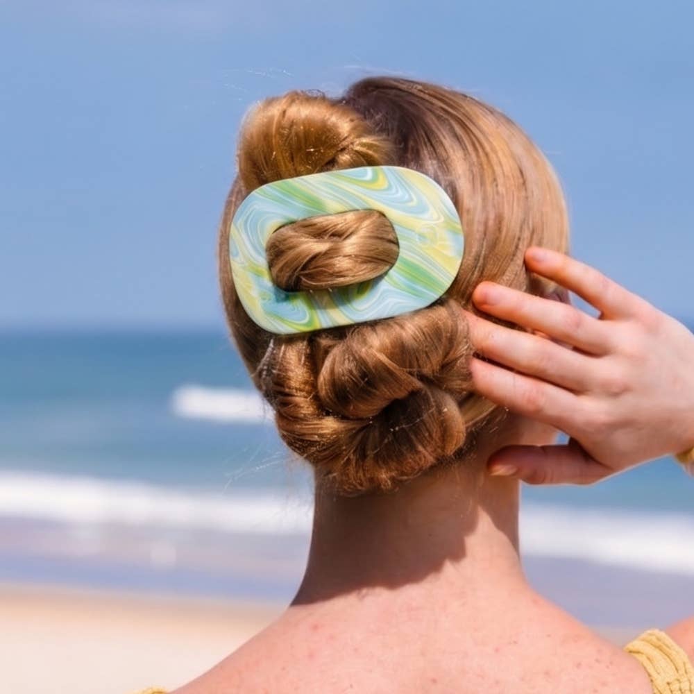 Teleties Flat Round Hair Clip Large - By the Sea Shore