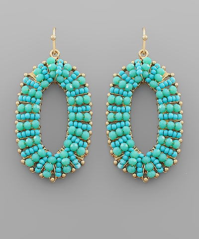 Beaded Oval Earrings