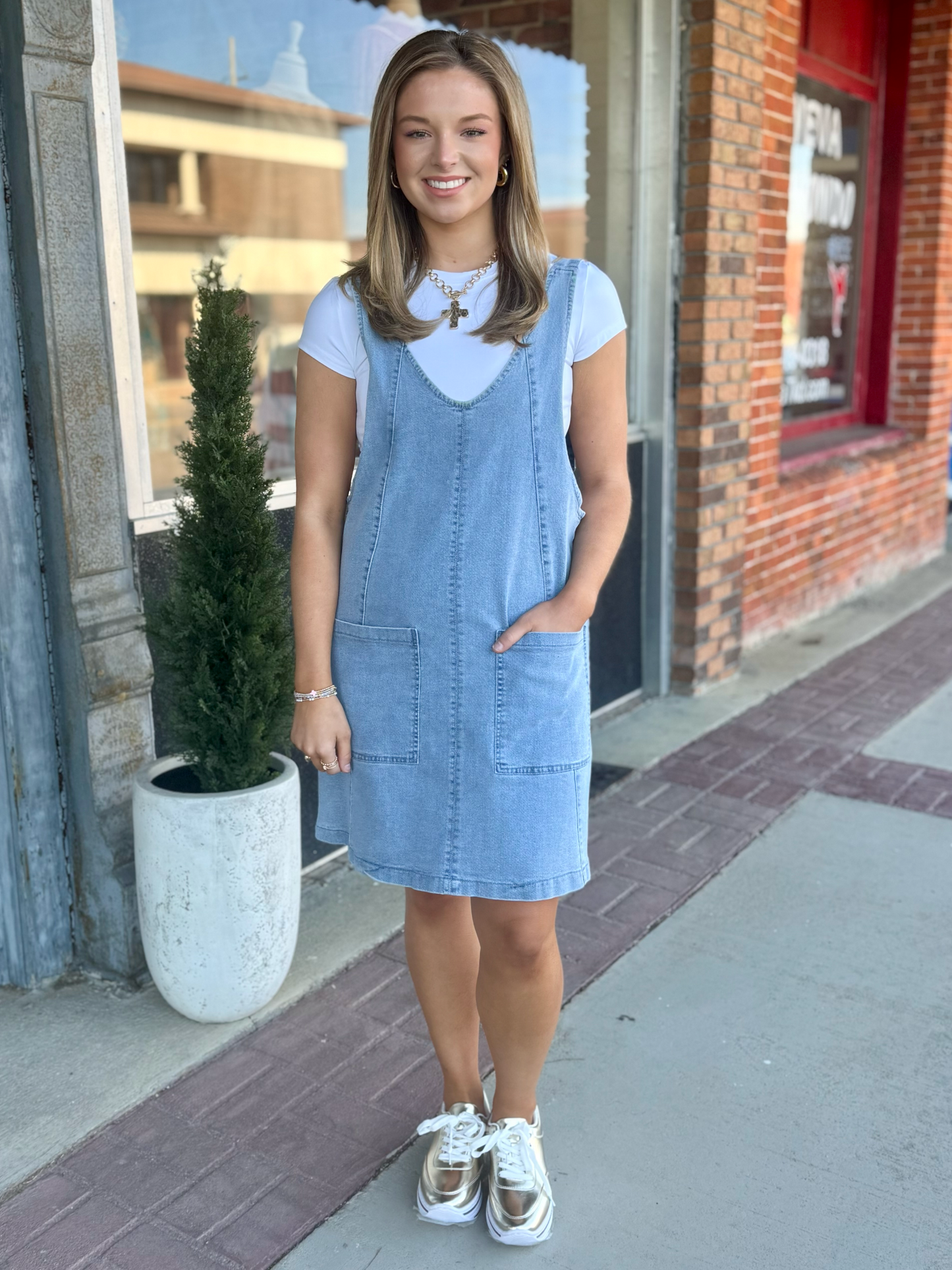 Denim Overall Mini Dress