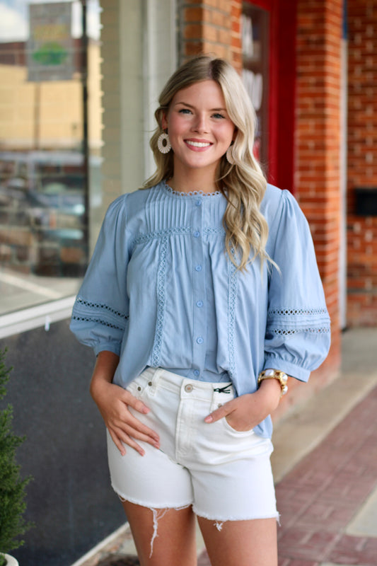 Pintuck Detail Trim Top