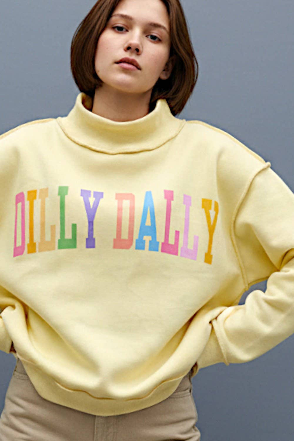 Dilly Dally Reversible Mock Neck Sweatshirt