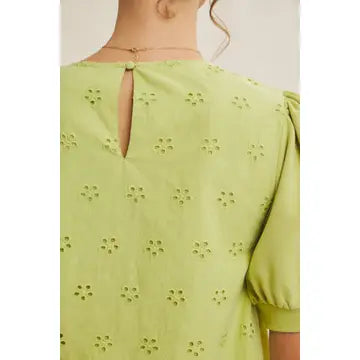 Eyelet Puff-Sleeve Blouse