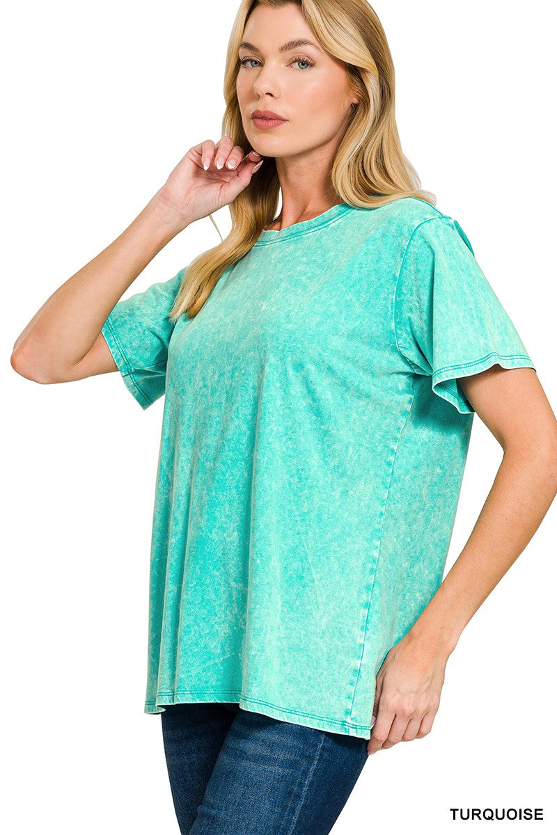 Zenana Washed Short Sleeve Top