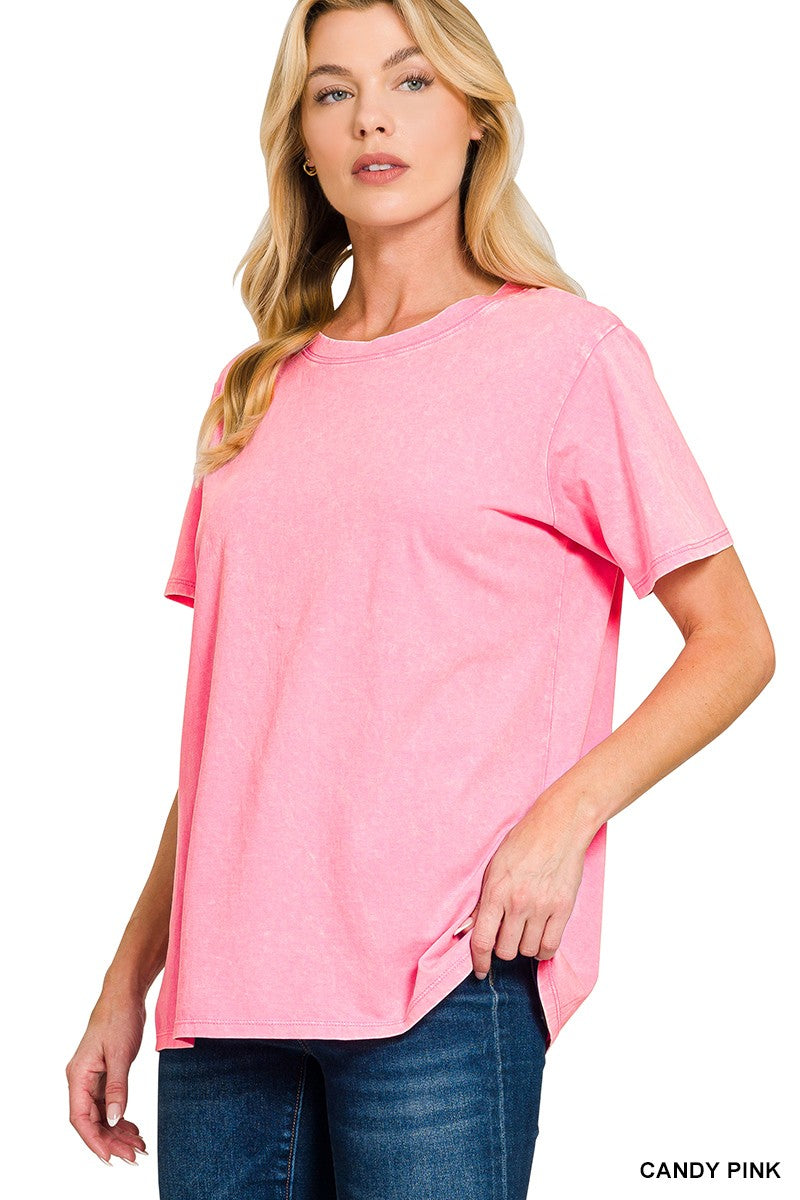 Zenana Washed Short Sleeve Top