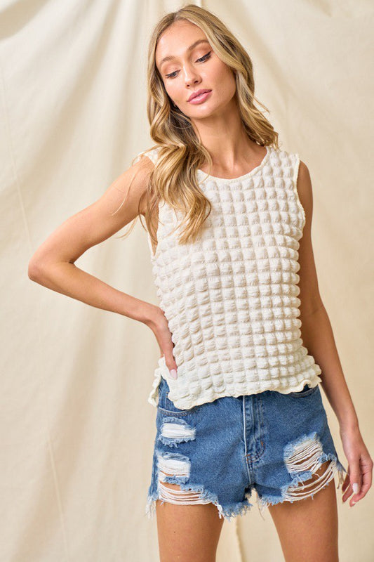 Square Textured Sleeveless Top