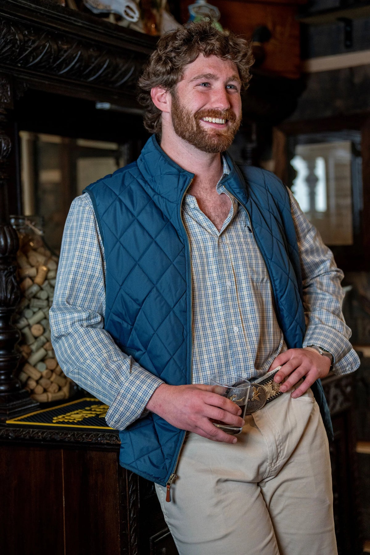 Local Boy Diamond Quilted Vest-Dark Blue