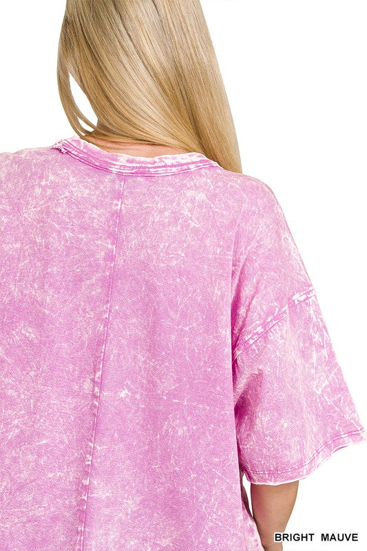 Zenana Acid Wash Box Tee