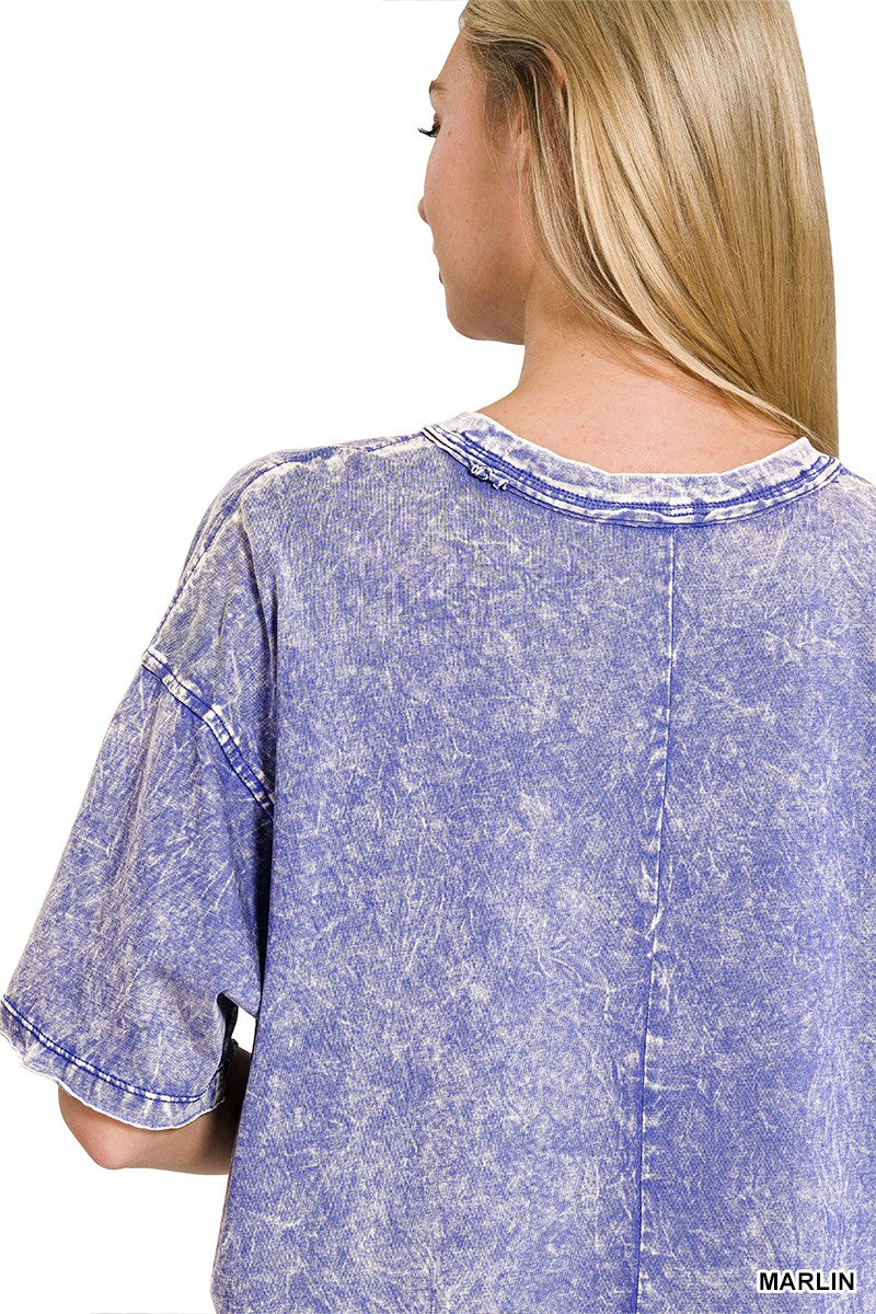 Zenana Acid Wash Box Tee
