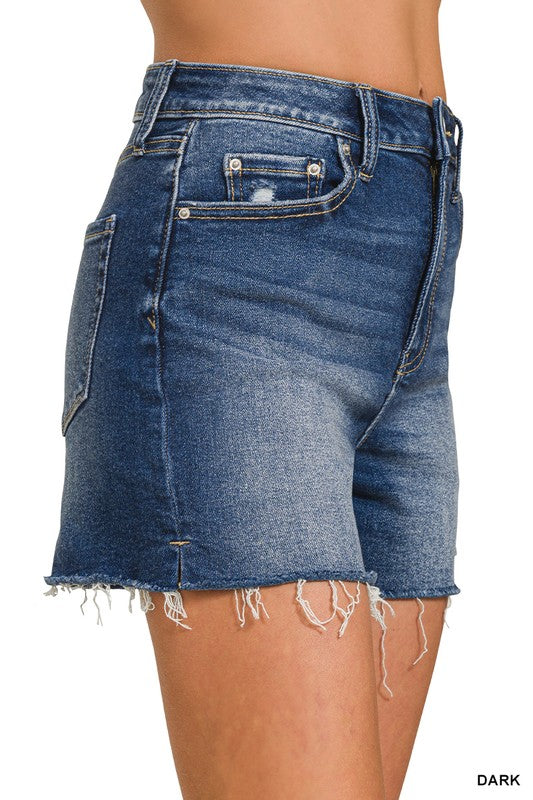 Distressed Hem Denim Short
