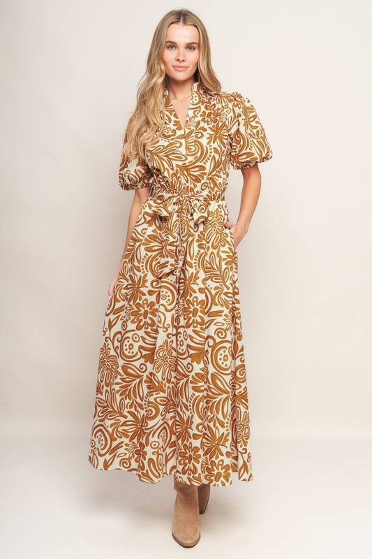 Printed Woven Midi Dress