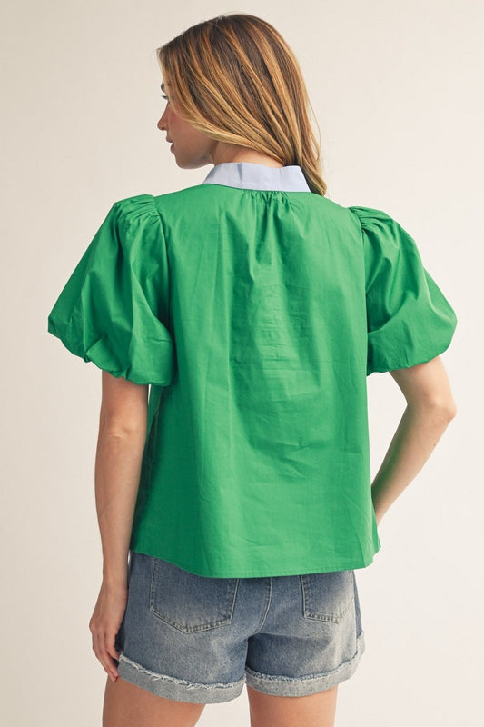 Baroque Applique Accent Woven Top