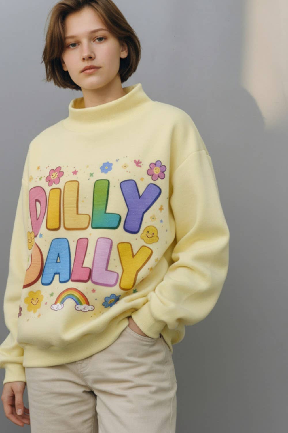 Dilly Dally Reversible Mock Neck Sweatshirt