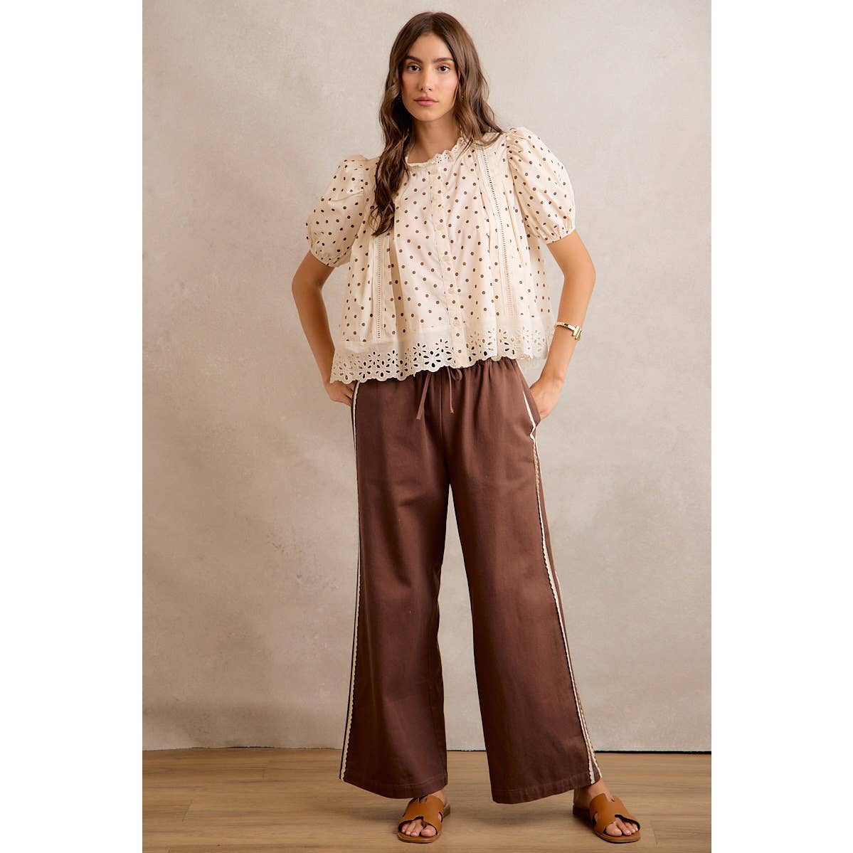 Polka Dot Lace Trim Top