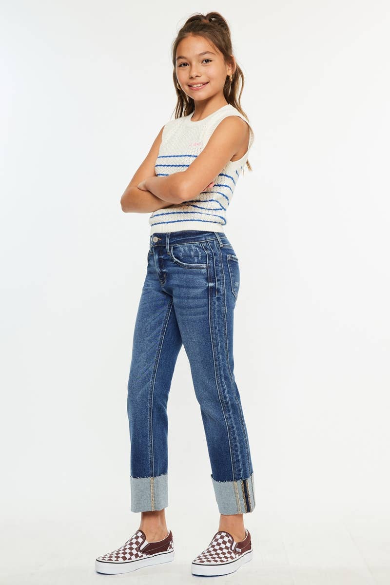 Kan Can Girls Mid Rise Straight Jeans