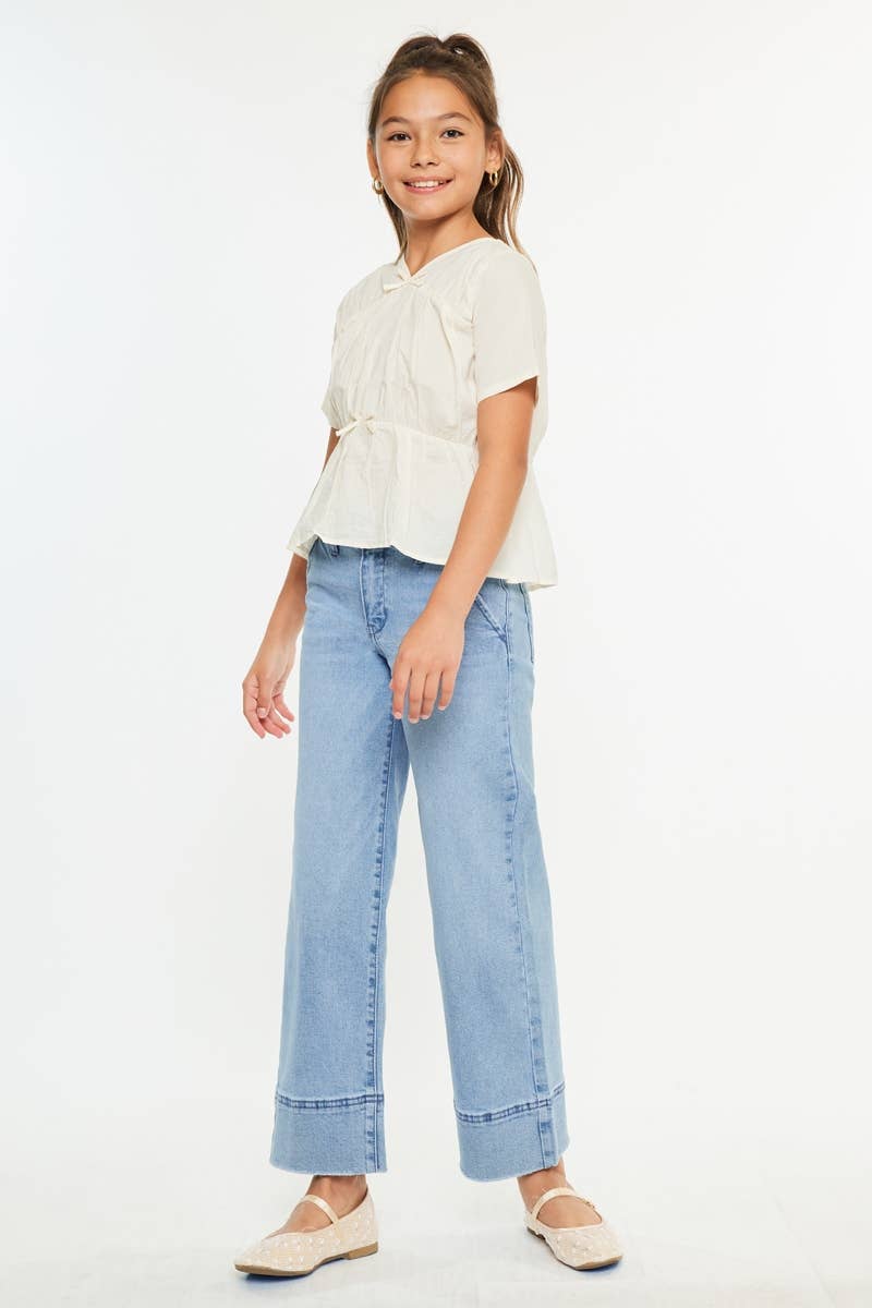 Kan Can Girls Cropped Wide Leg Jeans