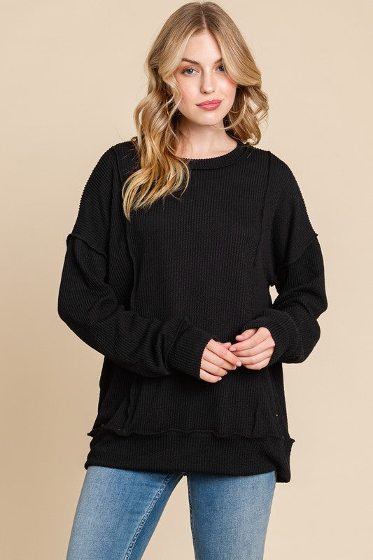 Solid Ribbed Pullover