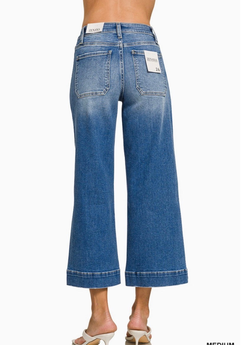 Zenana Utility Pocket Cropped Denim Pants