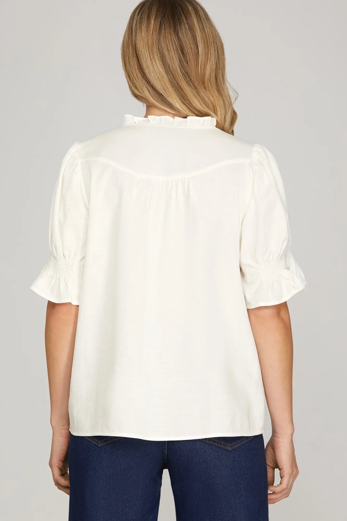 Short Smocked Sleeve Top