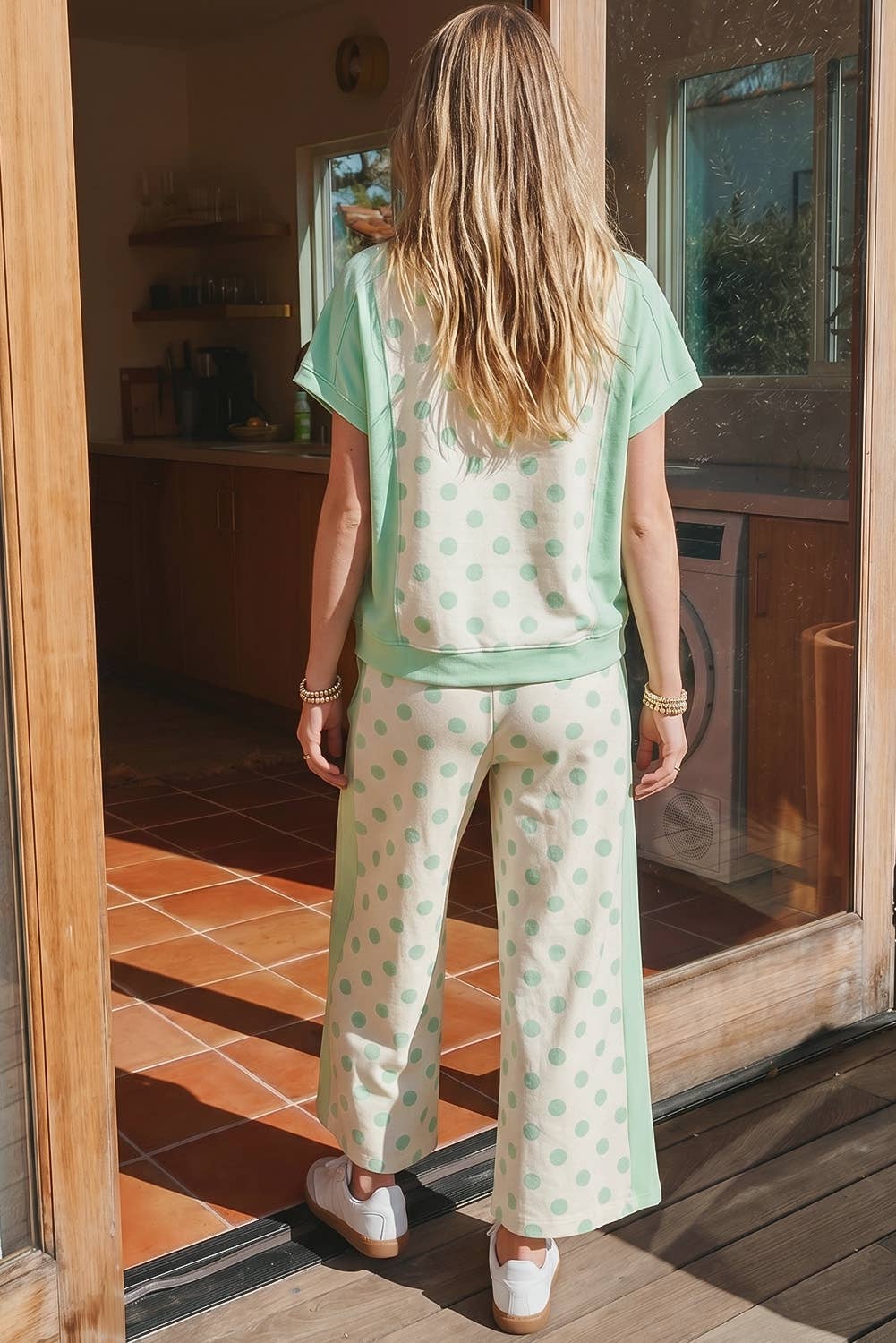 Color Block Polka Dot Pant Set