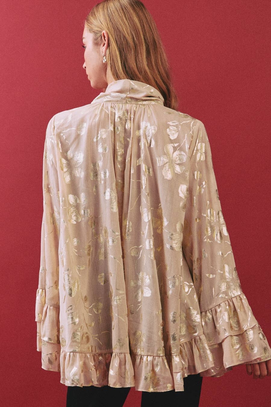 Satin Weave Jacquard Blouse