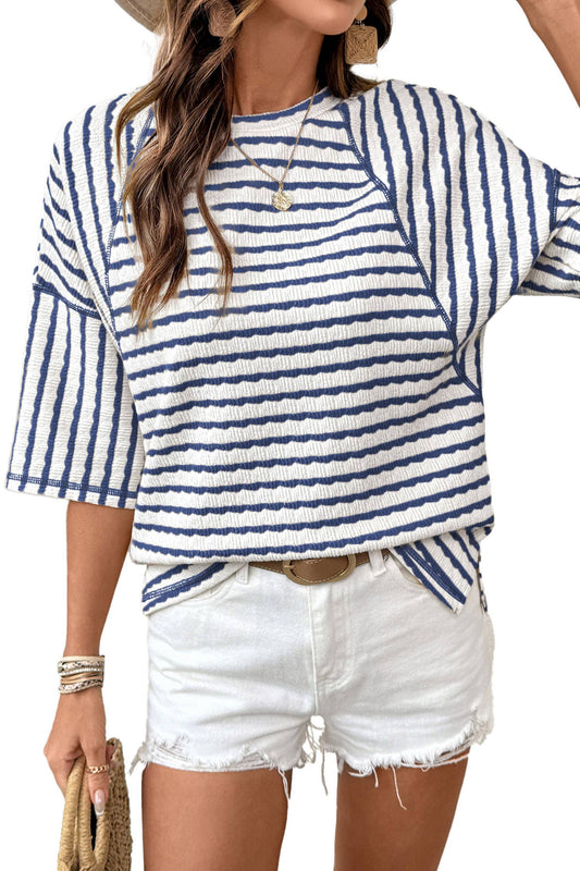 Striped Textured Knit Top