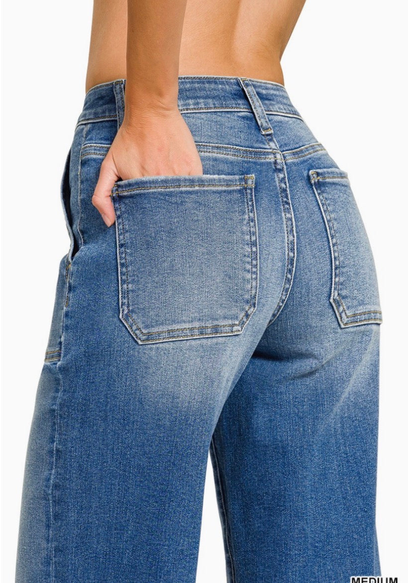 Zenana Utility Pocket Cropped Denim Pants